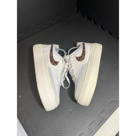 Nike Court Vision Alta Leopard Swoop Leather Lace-Up Sneakers Womens Size 10 - Picture 4 of 7